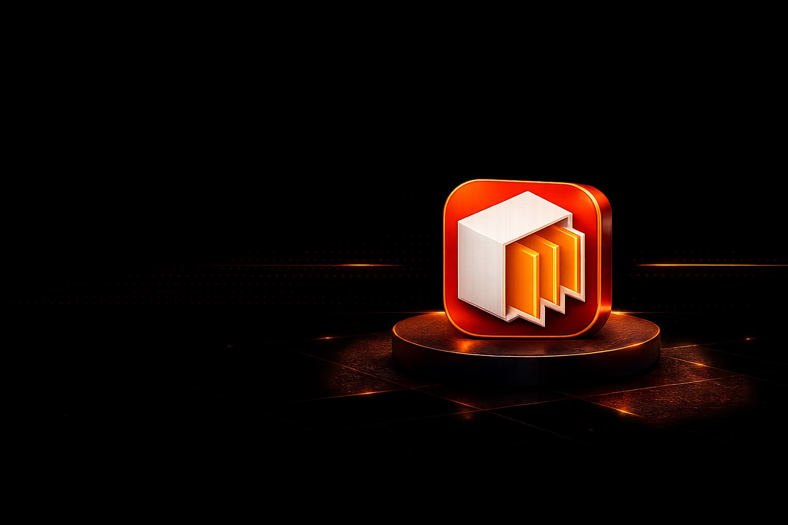 VaultSort app icon and organized folders rendered in three dimensions